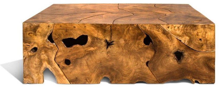 Teak wood 2025 slice coffee table
